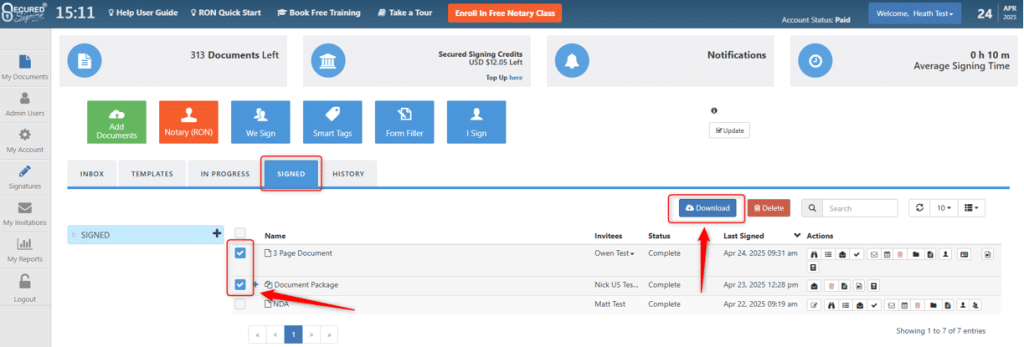 Download - Signed Folder - Secured Signing